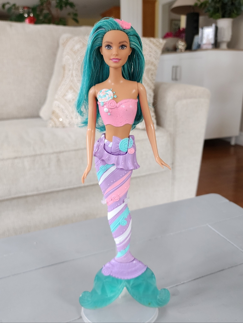 🧜‍♀️ Mattel Barbie Dreamtopia Candy Mermaid Doll Turquoise Hair 13” Beautiful